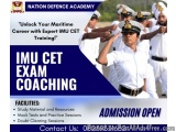 The image is an advertisement for the IMU CET Exam Coaching program at the Nation Defence Academy. The advertisement is promo...