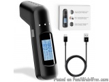 The image shows a black electronic device with a digital display. The device has a sleek and modern design with a curved body...