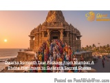 The image shows a group of people gathered around a Hindu temple in Mumbai, India. The temple is a temple complex with intric...