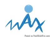 The image is a logo for a company called "MAX". The logo is made up of a blue line that forms the shape of a person with thei...