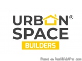 The image is a logo for a company called "URBON SPACE BUILDERS". The logo is written in black text on a white background. The...