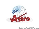 The image is a logo for a company called Astro. The logo is a stylized image of a globe with the word "Astro" written in red...