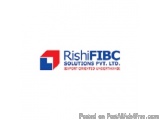 The image is a logo of RishiFIBC Solutions Pvt. Ltd. The logo is a combination of the company's name in blue and red colors....