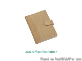 The image shows a Jute Office File Folder. It is a rectangular-shaped folder made of a light-colored fabric with a textured s...