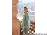 Shop Online Pure Chanderi Girls Frock Style Kurta with Pant