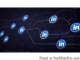 The image is a digital illustration of the LinkedIn logo on a dark blue background. The logo is in the center of the image an...