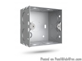 The image shows a square-shaped metal box with multiple holes and holes on its surface. The box appears to be made of metal a...