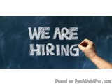 The image is a blackboard with the words "We are Hiring" written in white chalk. The text is written in a bold, sans-serif fo...