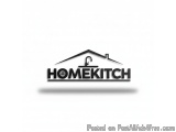 The image is a logo for a company called HomeKitch. It is a black and white logo with the word "HOMEKITCH" written in a bold,...