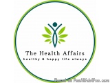 The image is a logo for a company called "The Health Affairs". The logo is circular in shape and has a green background. In t...