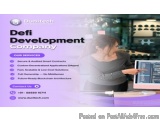 The image is a screenshot of a website for a company called Defi Development Company. The website has a purple background wit...
