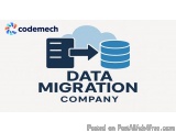 The image is a logo for a company called Codemech. The logo is a blue and white design with the company name written in bold...