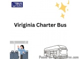 The image is a graphic design for a Virginia Charter Bus. It has a white background with the words "Virginia Charter Bus" wri...