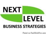 The image is a logo for a company called "NEXT LEVEL". The logo is divided into two sections, one in green and one in black....