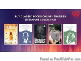 The image is a banner for a book collection called "Buy Classic Books Online - Timeless Literature Collection". The banner ha...