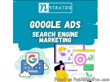 The image is an illustration that represents the concept of Google Ads Search Engine Marketing. It has a blue background with...