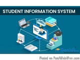 The image is an illustration of a student information system. It is an isometric representation of the system, with a blue ba...