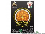 The image is a packaging of Shimla Red Mutter Paneer, a traditional Indian dish made with paneer, peas, and spices. The packa...