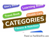 The image is a graphic design that represents different categories of fitness and nutrition. There are six rectangular boxes...