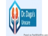 The image is a logo for Dr. Daga's Urocare, a medical clinic in India. The logo is a blue diamond-shaped shield with a white...