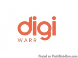 The image is a logo for a company called Digi Warr. The logo is written in a bold, orange font with the word "digi" in the ce...