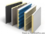 The image shows a group of four different types of corrugated metal sheets. The sheets are arranged in a horizontal line, wit...