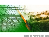 The image is a digital collage of a modern building with a green and orange color scheme. The building appears to be a high-r...