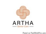The image is a logo for ARTHA Senior Care. It is a simple design with a white background and black text. The logo is in the s...