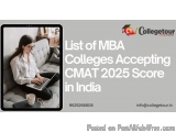 List of MBA Colleges Accepting CMAT 2025 Score in India