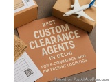 The image shows a brown cardboard box with the words "Best Custom Clearance Agents in Delhi for E-Commerce and Air Freight Lo...