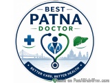 The image is a circular logo for a doctor named "Best Patna Doctor". The logo is in the shape of a blue circle with a white b...