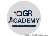The image is a circular logo for DGR Academy, a company that provides better education to the nation. The logo is in the cent...