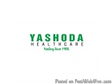 The image is a logo for Yashoda Healthcare, a healthcare company. The logo is written in a bold, sans-serif font and is in a...