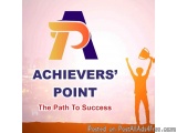 The image is a graphic design with the logo of Achievers' Point, a company that provides financial services. The logo is a co...