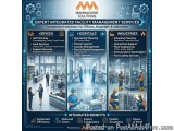 The image is an infographic that explains the benefits of Manmachine Solutions, an expert integrated facility management serv...