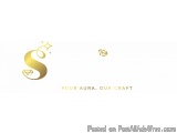 The image is a logo design for a company called "Your Aura, Our Craft". It consists of a gold letter "S" in the center, with...