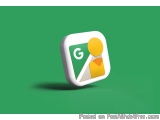 The image is a 3D rendering of the Google Maps app icon. It is a square-shaped icon with a white background and a green trian...