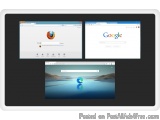 The image shows a tablet with two tabs open on the screen. The tabs are displaying the Google Chrome browser. The top tab sho...