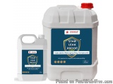 The image shows two white plastic jerry cans with a red cap. The cans are labeled "STAR LEAK PROOF" and "Injectable Waterproo...