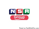The image is a logo for a company called NSR Group. The logo consists of three rectangular blocks arranged in a diagonal line...