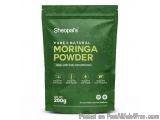 The image is of a green packet of Sheopal's Pure & Natural Moringa Powder. The packet is 200g in size and has a white backgro...