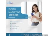 The image is an advertisement for Digital Marketing Services. It has a blue background with white text that reads "Digital Ma...
