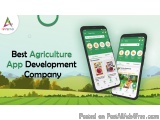 The image is an advertisement for a best agriculture app development company. It features two smartphones on the right side o...
