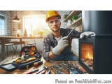 In this image, we can see a young man wearing a yellow hard hat, safety glasses, and gloves, sitting at a wooden table with v...