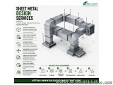 The image is a 3D model of a sheet metal design process. It shows a large industrial structure made up of multiple layers of...