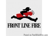 The image is a black and white illustration of a person running with a red fire extinguisher in their hand. The person is wea...