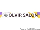 The image is a logo for a hair salon named "OLVIR SALON". The logo is written in a modern, sans-serif font and is in a dark p...