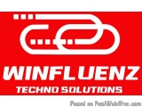 The image is a logo for Winfluenz Techno Solutions. It is a red square with white text that reads "WINFLUENZ TECHNO SOLUTIONS...