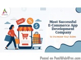 The image is an illustration that represents the most successful e-commerce app development company to increase sales. It sho...