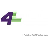 The image is a logo for a company called "4". The logo is a combination of the letter "4" in purple and green colors. The let...